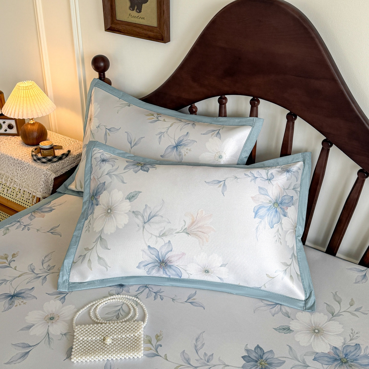 91家纺网 家纺一手货源 找家纺 倾慕家纺 2026新款A类数码印花冰泉丝凉席 云梦海棠