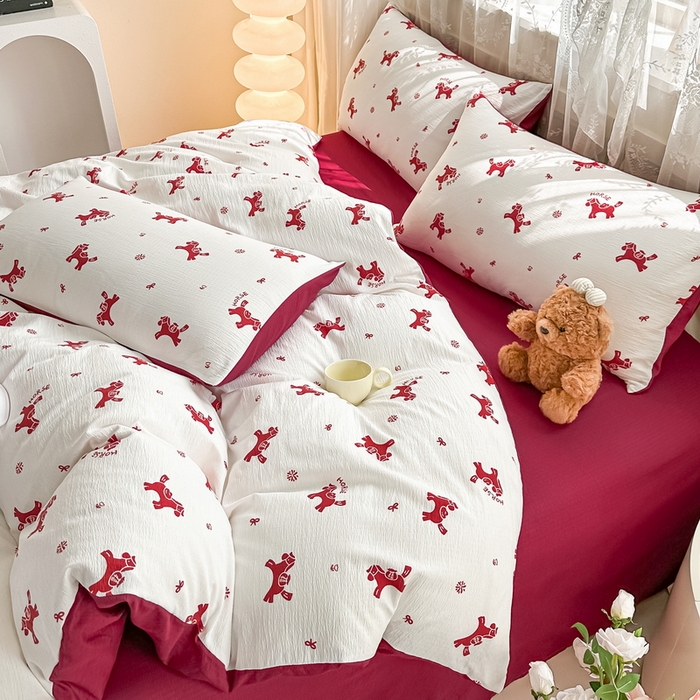 91家纺网 家纺一手货源 找家纺 侯先生家纺新款直播爆款云感双层纱皱皱纱四件套小清新水洗棉床笠 马上有钱