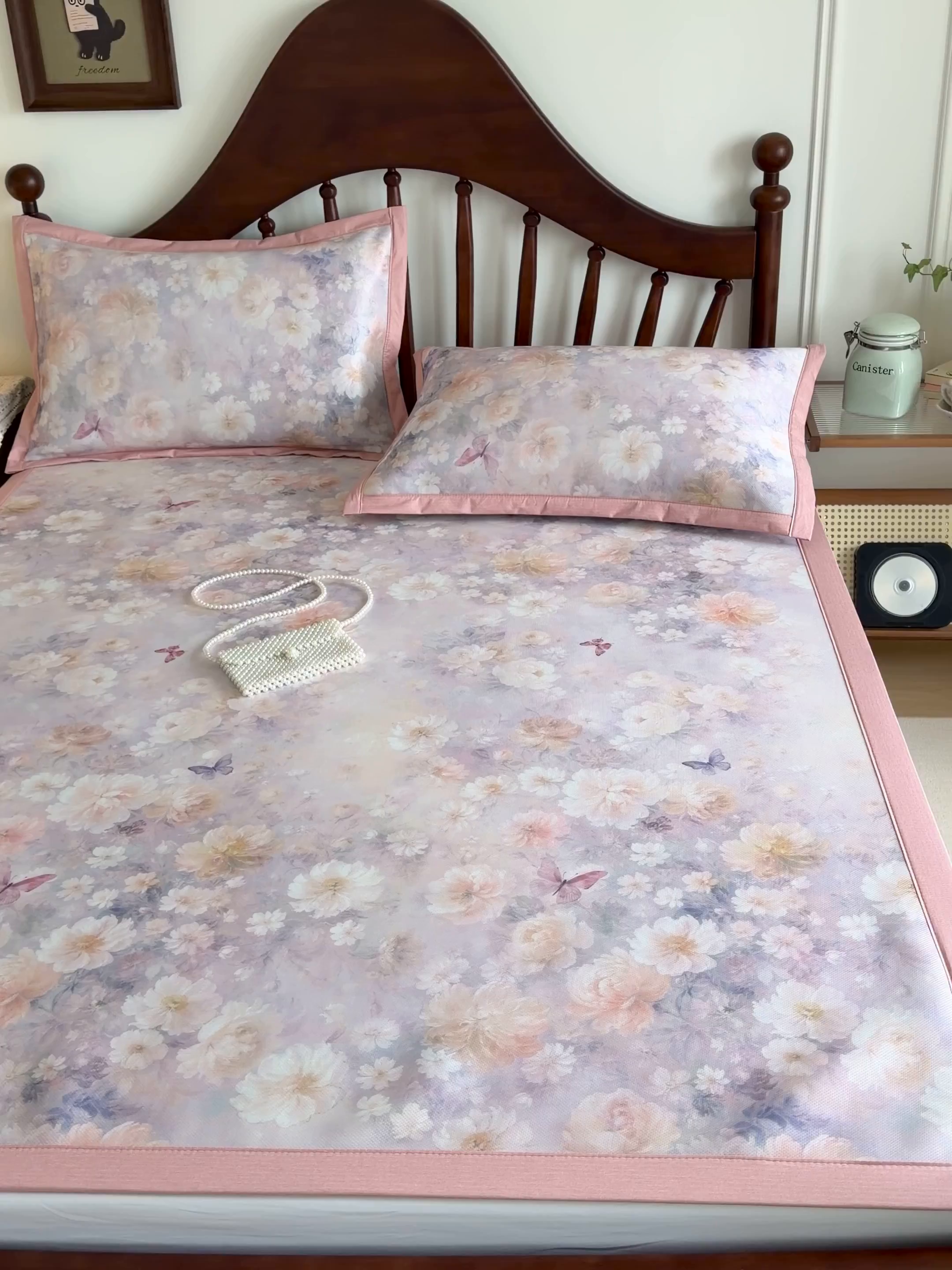 91家纺网 家纺一手货源 找家纺 倾慕家纺 2026新款A类数码印花冰泉丝凉席 摩尼粉