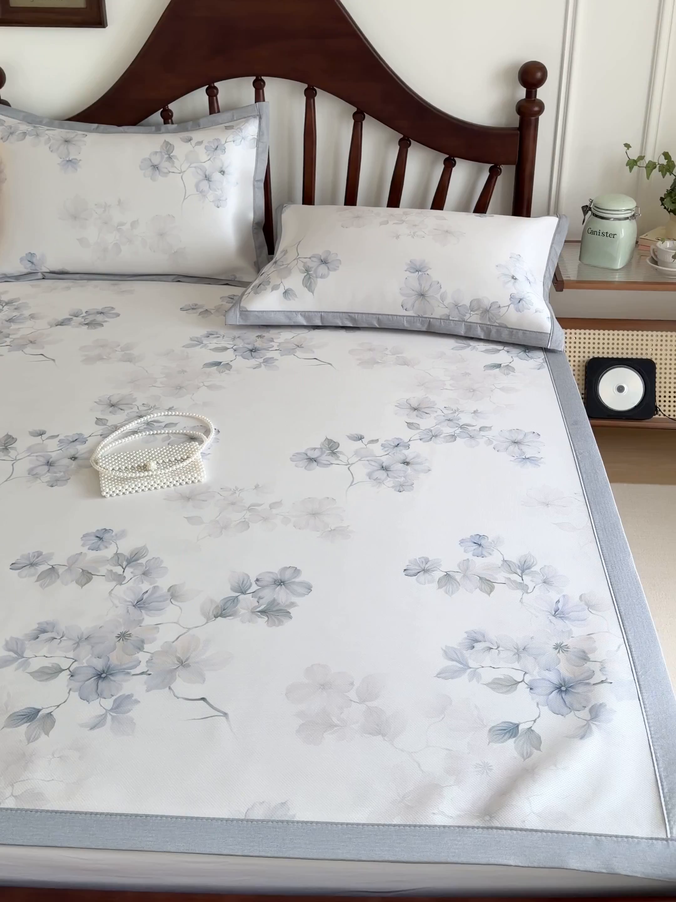 91家纺网 家纺一手货源 找家纺 倾慕家纺 2026新款A类数码印花冰泉丝凉席 素情