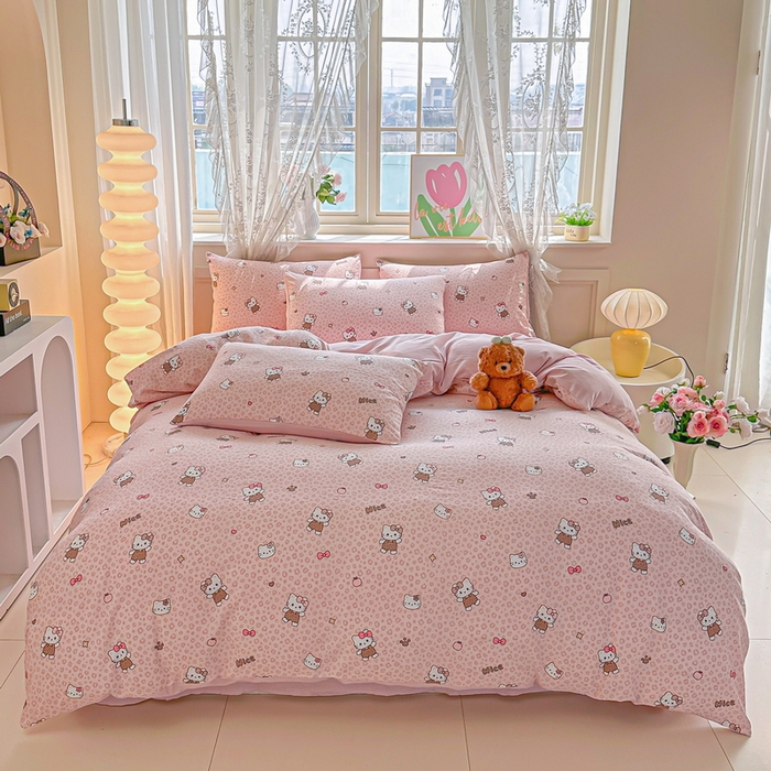 91家纺网 家纺一手货源 找家纺 侯先生家纺新款直播爆款云感双层纱皱皱纱四件套小清新水洗棉床笠 蜜桃KT