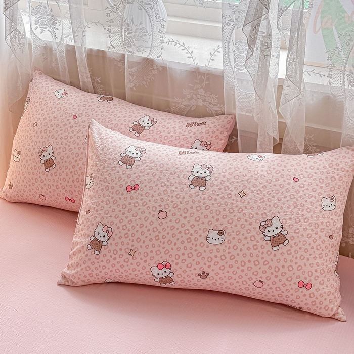 91家纺网 家纺一手货源 找家纺 侯先生家纺新款直播爆款云感双层纱皱皱纱四件套小清新水洗棉床笠 蜜桃KT