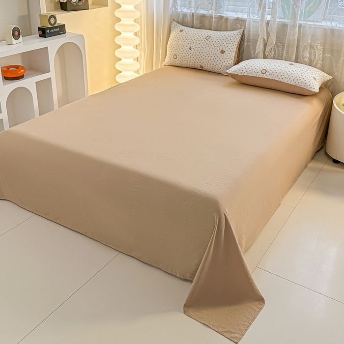 91家纺网 家纺一手货源 找家纺 侯先生家纺新款直播爆款云感双层纱皱皱纱四件套小清新水洗棉床笠 甜梦森林