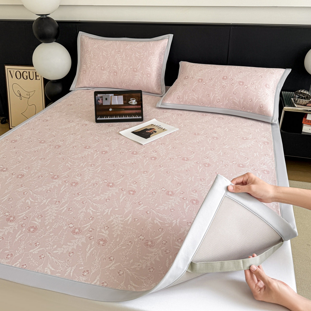 91家纺网 家纺一手货源 找家纺 （总）倾慕家纺 2026新款PE50提花凉感冰丝凉席