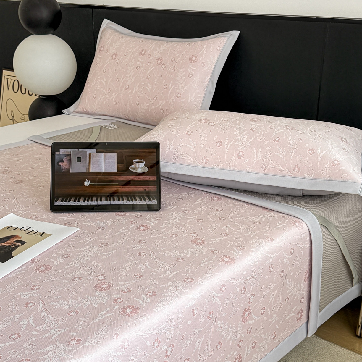 91家纺网 家纺一手货源 找家纺 （总）倾慕家纺 2026新款PE50提花凉感冰丝凉席