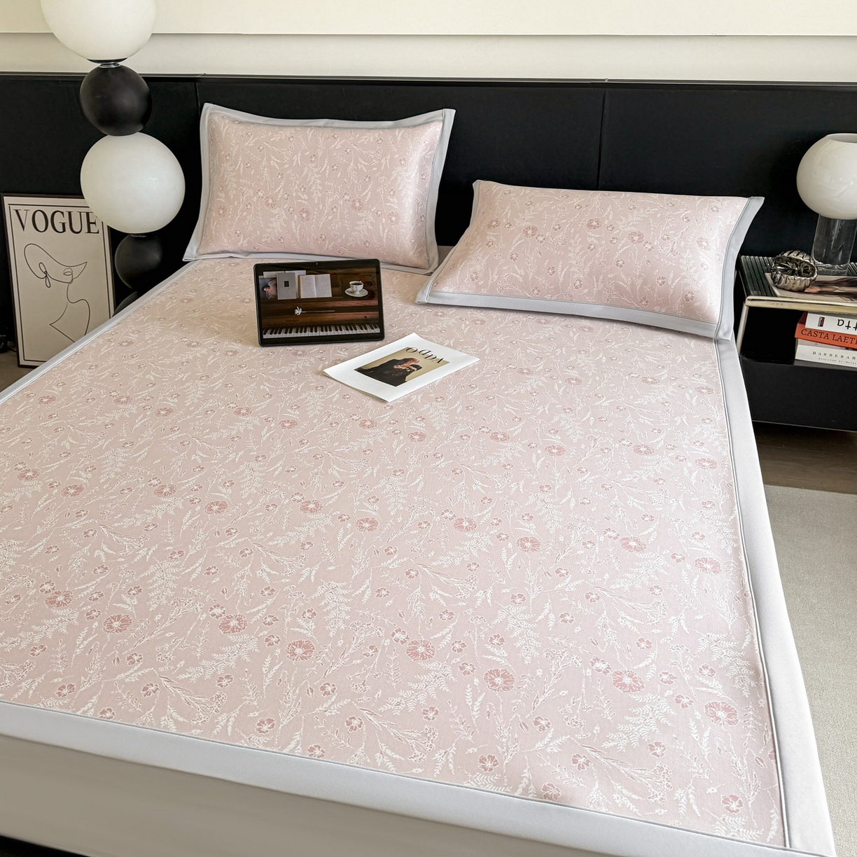 91家纺网 家纺一手货源 找家纺 （总）倾慕家纺 2026新款PE50提花凉感冰丝凉席