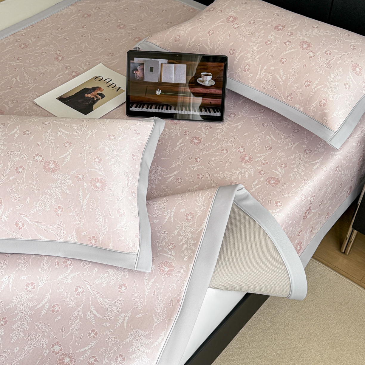 91家纺网 家纺一手货源 找家纺 （总）倾慕家纺 2026新款PE50提花凉感冰丝凉席