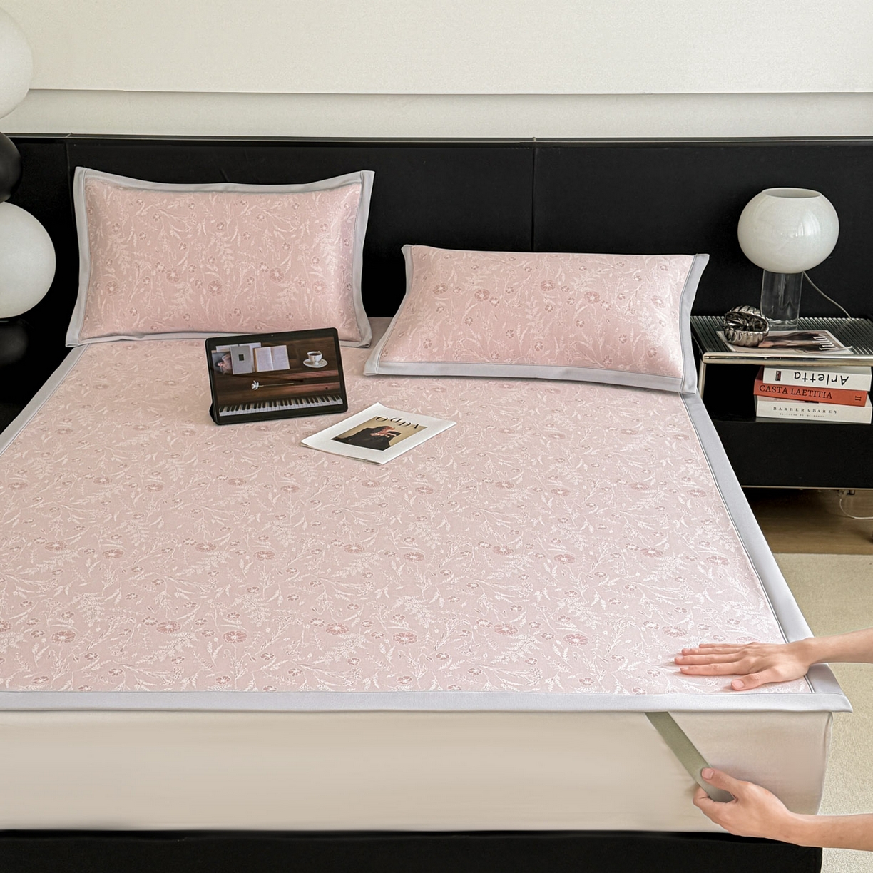 91家纺网 家纺一手货源 找家纺 （总）倾慕家纺 2026新款PE50提花凉感冰丝凉席