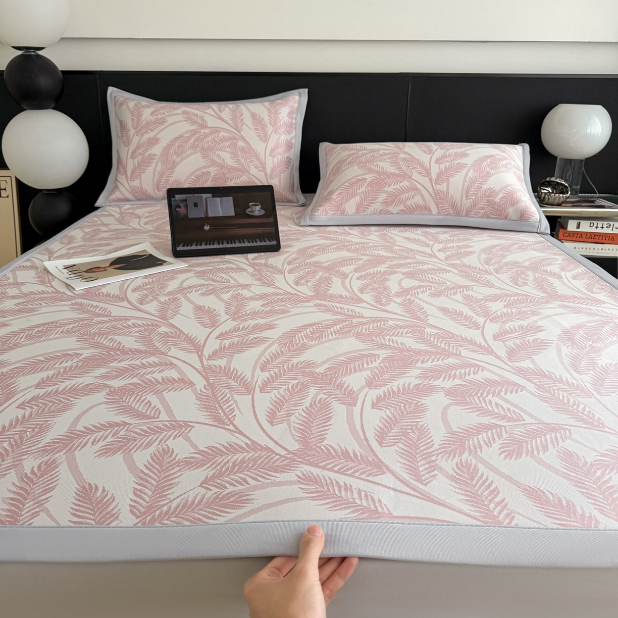 91家纺网 家纺一手货源 找家纺 （总）倾慕家纺 2026新款PE50提花凉感冰丝凉席