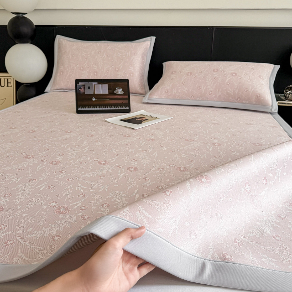 91家纺网 家纺一手货源 找家纺 （总）倾慕家纺 2026新款PE50提花凉感冰丝凉席