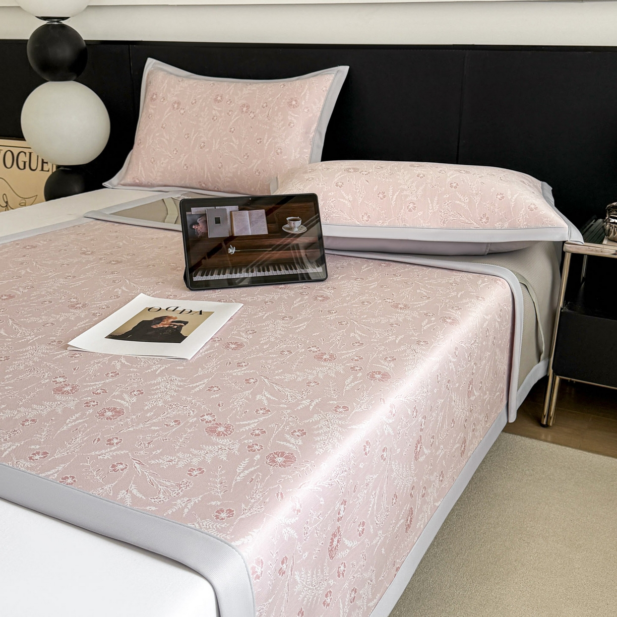 91家纺网 家纺一手货源 找家纺 （总）倾慕家纺 2026新款PE50提花凉感冰丝凉席