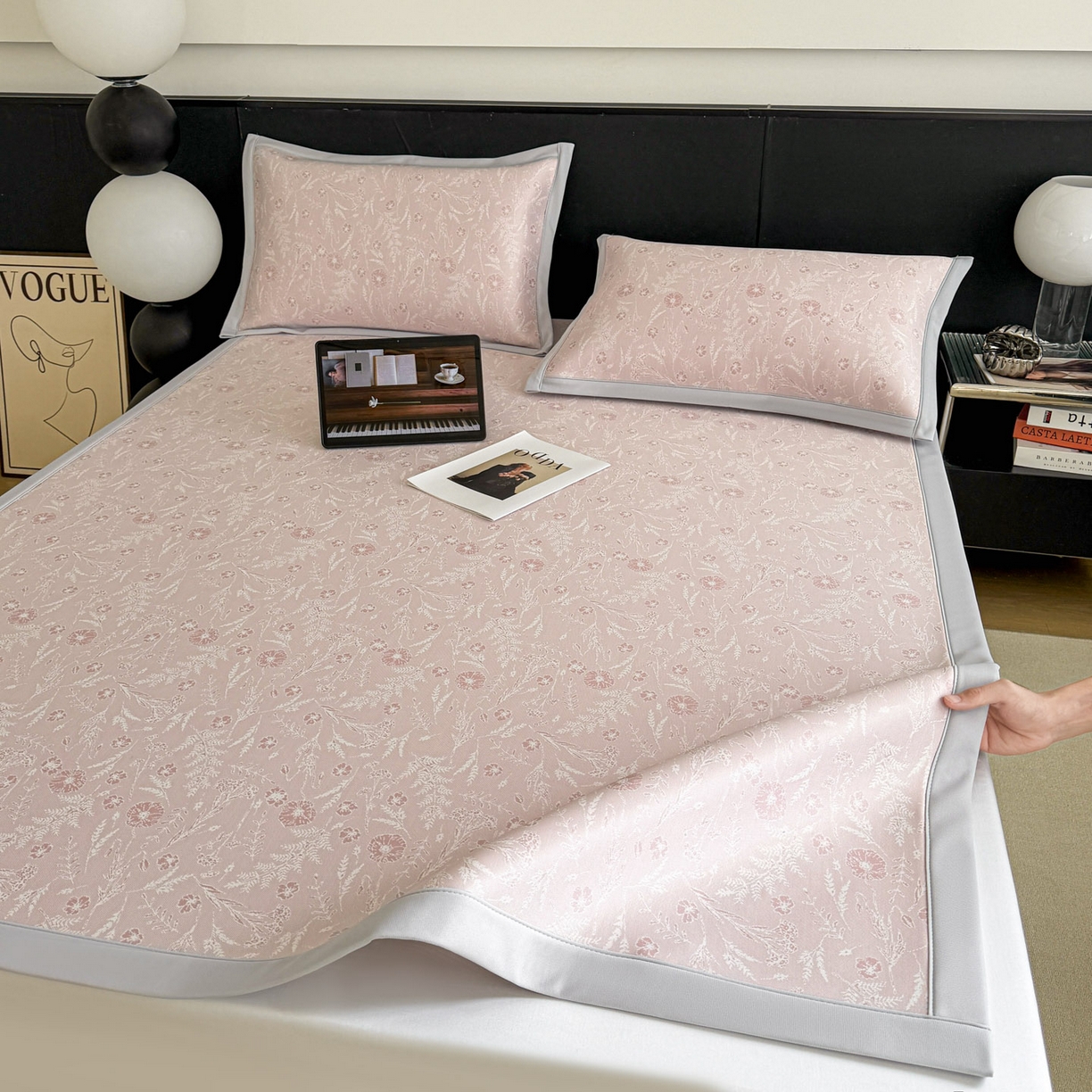 91家纺网 家纺一手货源 找家纺 （总）倾慕家纺 2026新款PE50提花凉感冰丝凉席