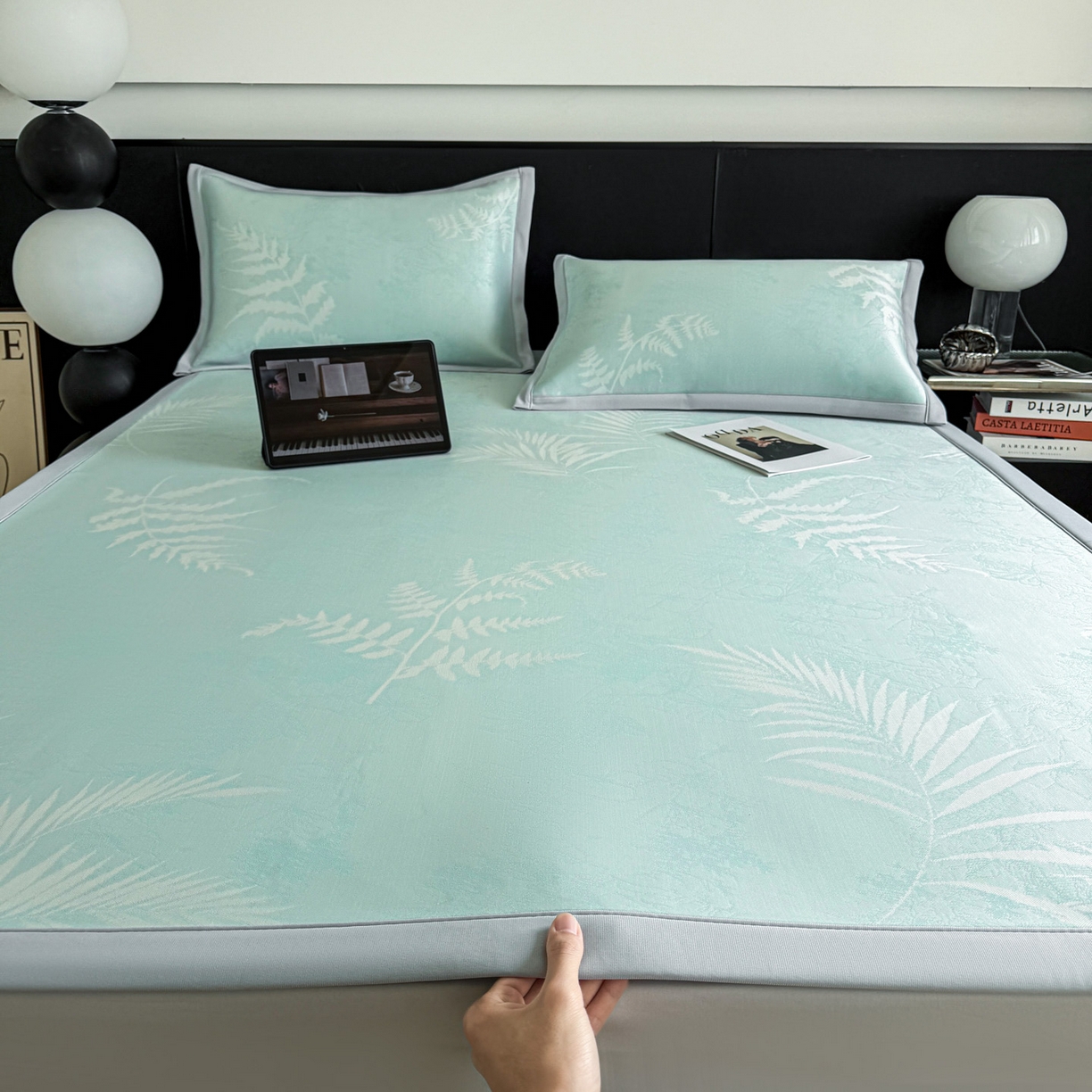 91家纺网 家纺一手货源 找家纺 （总）倾慕家纺 2026新款PE50提花凉感冰丝凉席