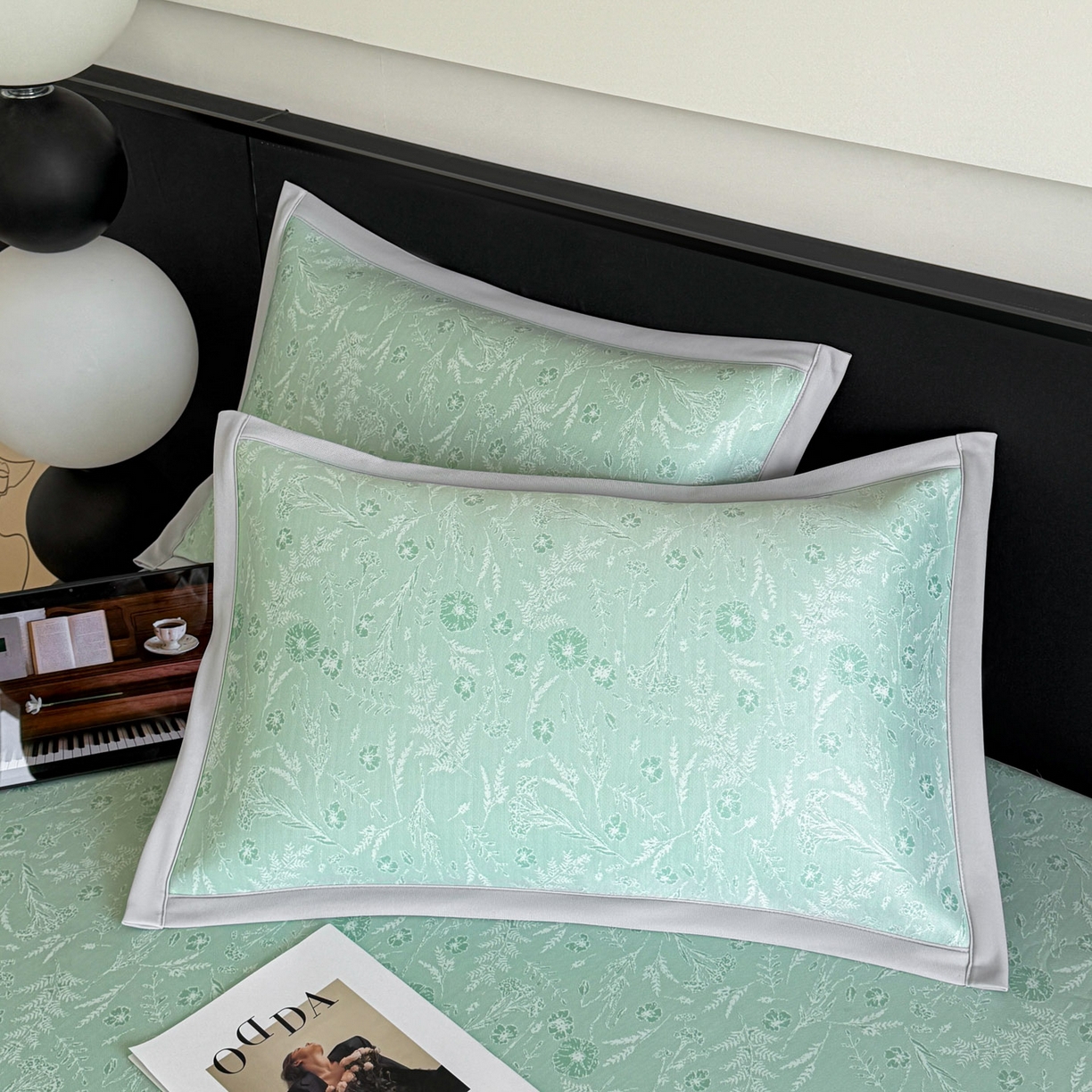 91家纺网 家纺一手货源 找家纺 倾慕家纺 2026新款PE50提花凉感冰丝凉席 花星点点绿