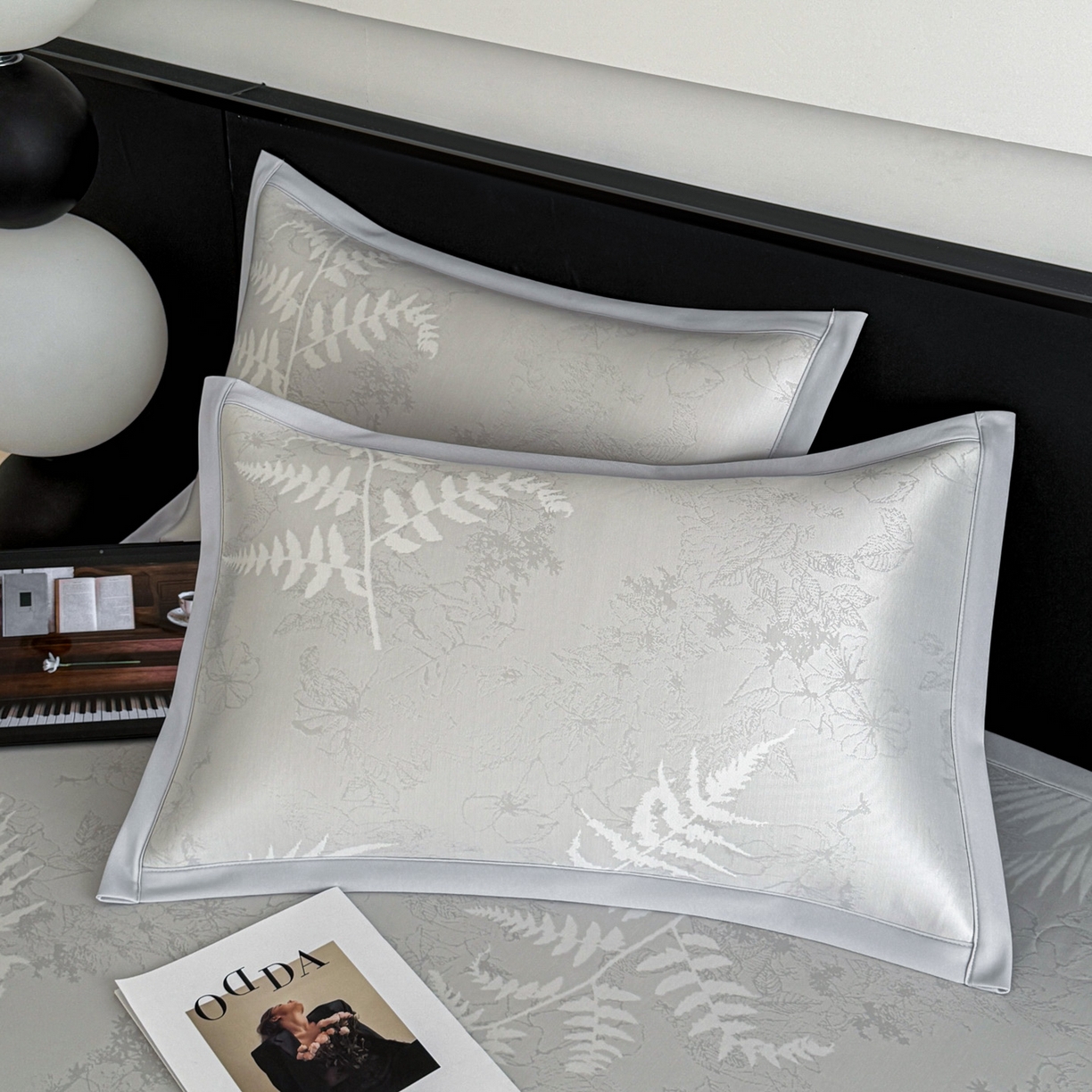 91家纺网 家纺一手货源 找家纺 倾慕家纺 2026新款PE50提花凉感冰丝凉席 叶繁灰