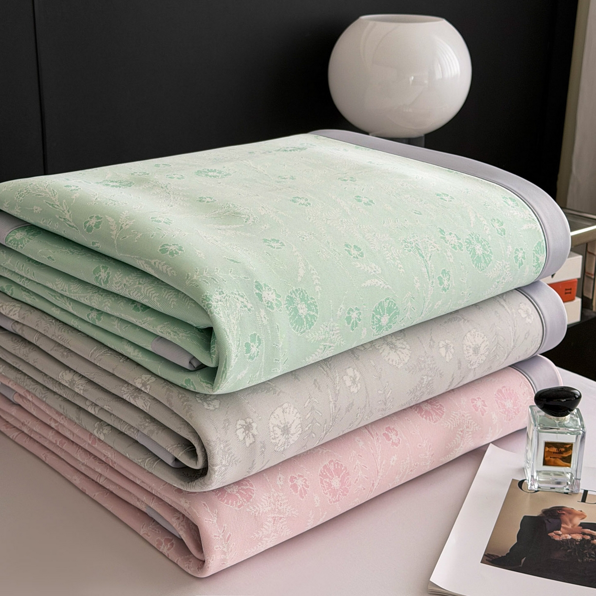 91家纺网 家纺一手货源 找家纺 倾慕家纺 2026新款PE50提花凉感冰丝凉席 组合