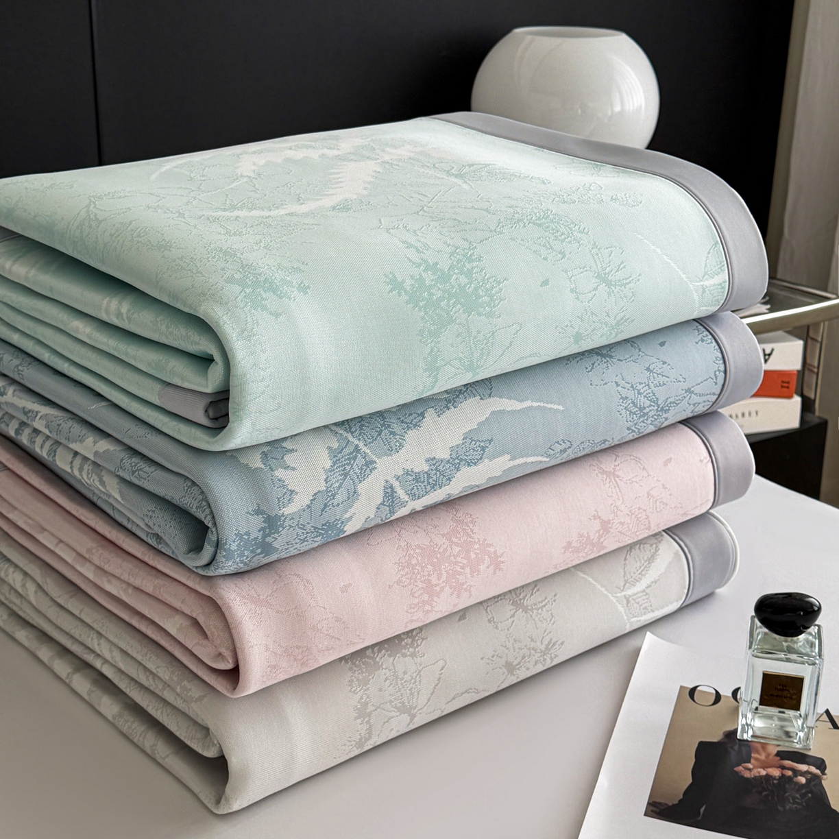 91家纺网 家纺一手货源 找家纺 倾慕家纺 2026新款PE50提花凉感冰丝凉席 组合