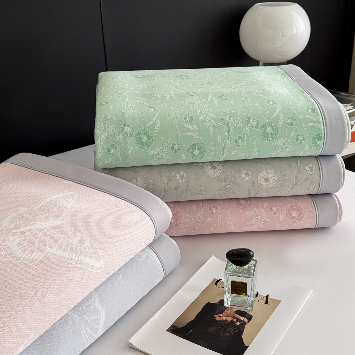 91家纺网 家纺一手货源 找家纺 倾慕家纺 2026新款PE50提花凉感冰丝凉席 组合