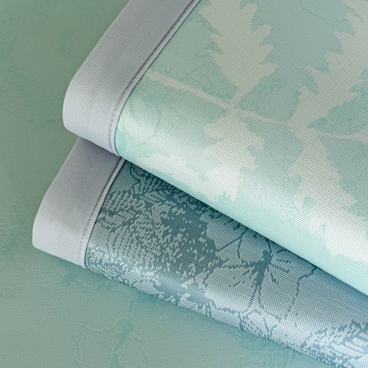 91家纺网 家纺一手货源 找家纺 倾慕家纺 2026新款PE50提花凉感冰丝凉席 叶繁绿