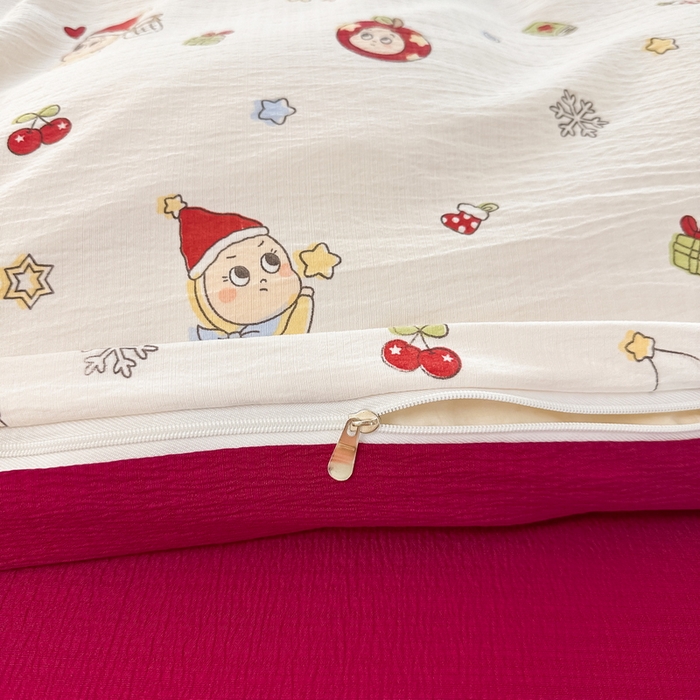 91家纺网 家纺一手货源 找家纺 侯先生家纺新款直播爆款云感双层纱皱皱纱四件套小清新水洗棉床笠 星雪人