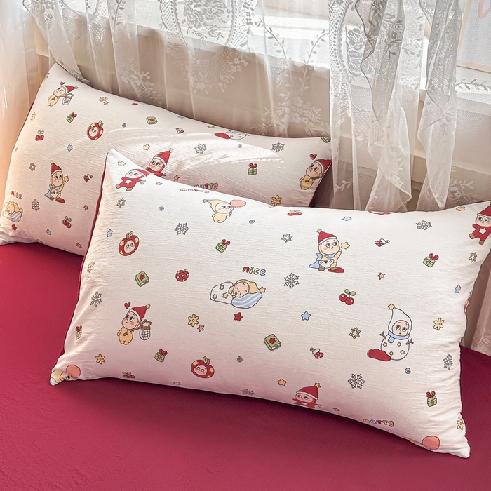 91家纺网 家纺一手货源 找家纺 侯先生家纺新款直播爆款云感双层纱皱皱纱四件套小清新水洗棉床笠 星雪人