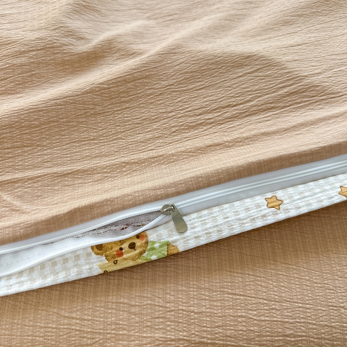 91家纺网 家纺一手货源 找家纺 侯先生家纺新款直播爆款云感双层纱皱皱纱四件套小清新水洗棉床笠 幸运熊