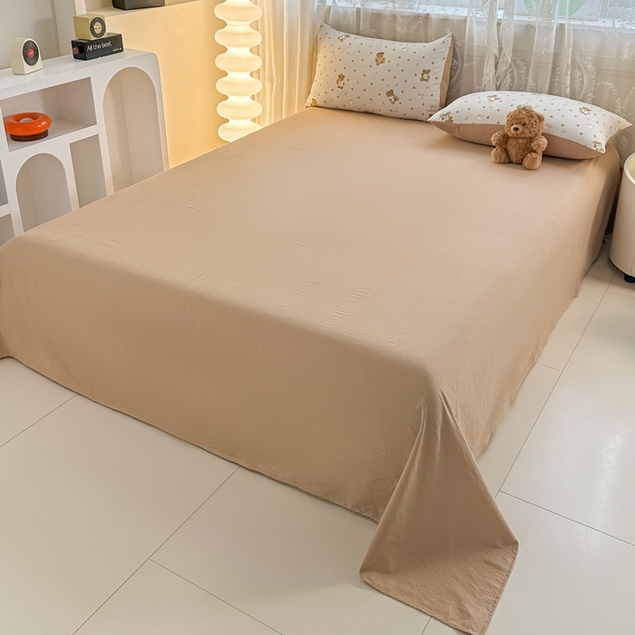 91家纺网 家纺一手货源 找家纺 侯先生家纺新款直播爆款云感双层纱皱皱纱四件套小清新水洗棉床笠 幸运熊