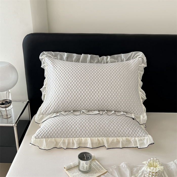 91家纺网 家纺一手货源 找家纺 （总）圣比熊 2026新款A类凉感冰豆豆凉席花边枕套宿舍一只装枕头套一对枕芯套