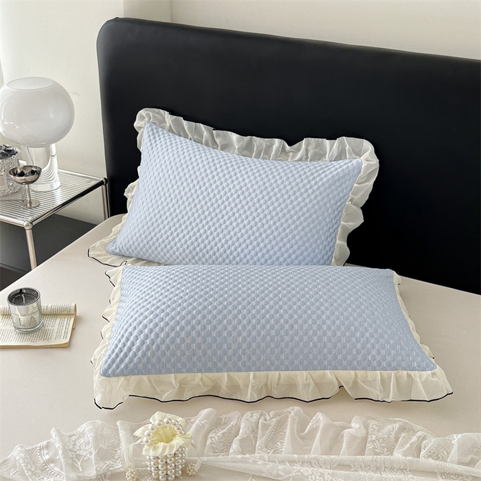 91家纺网 家纺一手货源 找家纺 （总）圣比熊 2026新款A类凉感冰豆豆凉席花边枕套宿舍一只装枕头套一对枕芯套