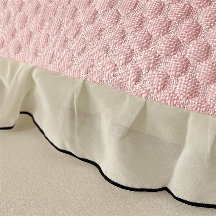 91家纺网 家纺一手货源 找家纺 圣比熊 2026新款A类凉感冰豆豆凉席花边枕套宿舍一只装枕头套一对枕芯套 凉豆豆-仙气粉