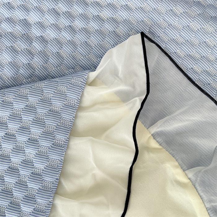 91家纺网 家纺一手货源 找家纺 圣比熊 2026新款A类凉感冰豆豆凉席花边枕套宿舍一只装枕头套一对枕芯套 凉豆豆-宝石蓝