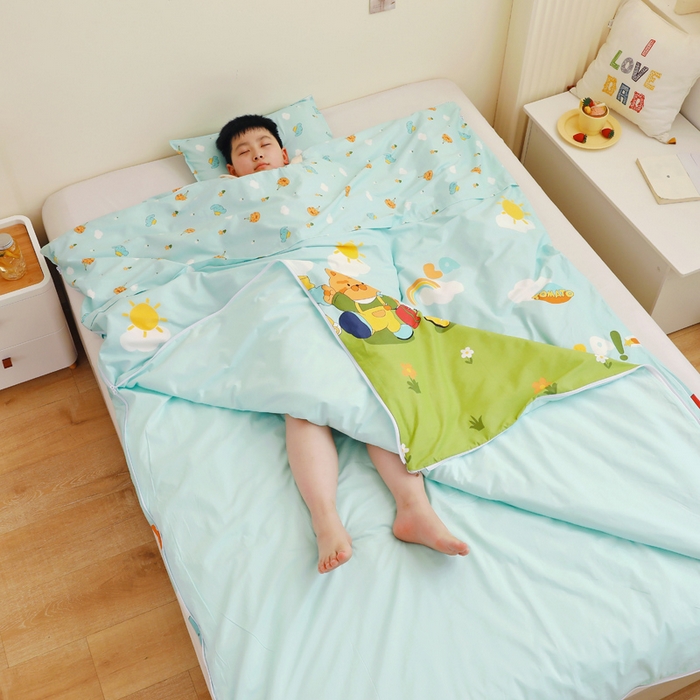 91家纺网 家纺一手货源 找家纺 萌朵防踢被 2025新款纯棉儿童防踢被儿童睡袋（大豆被芯） 大象虎王