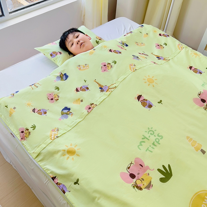91家纺网 家纺一手货源 找家纺 萌朵防踢被 2025新款纯棉儿童防踢被儿童睡袋（大豆被芯） 长颈鹿