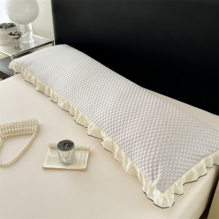 91家纺网 家纺一手货源 找家纺 （总）圣比熊 2026新款A类凉感冰豆豆凉席花边冰丝枕套情侣双人1.8m枕头套加长枕芯套