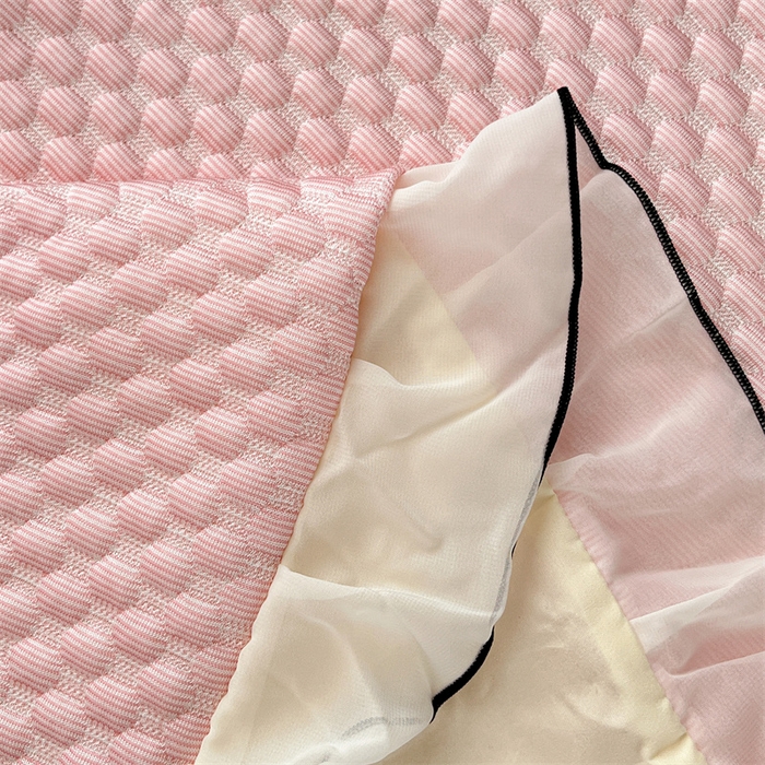 91家纺网 家纺一手货源 找家纺 圣比熊 2026新款A类凉感冰豆豆凉席花边冰丝枕套情侣双人1.8m枕头套加长枕芯套 凉豆豆-仙气粉