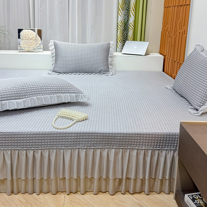 91家纺网 家纺一手货源 找家纺 冬然家纺 2026新款爽肤格系列冰豆豆榻榻米凉席 爽肤格-灰