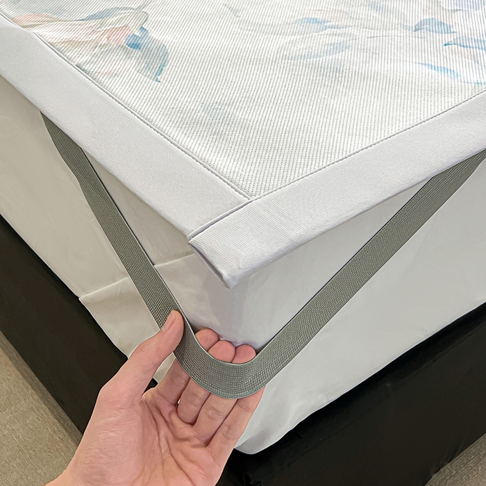 91家纺网 家纺一手货源 找家纺 倾慕家纺 2026新款A类数码印花冰泉丝凉席 玉兰雅韵蓝