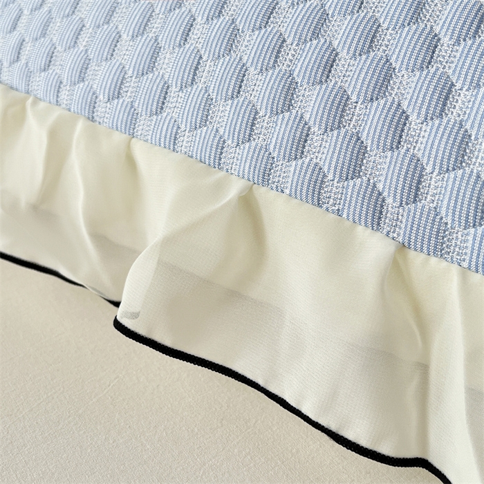 91家纺网 家纺一手货源 找家纺 梦舒羽 2026新款A类凉感冰豆豆凉席花边枕套宿舍一只装枕头套一对枕芯套 凉豆豆-宝石蓝