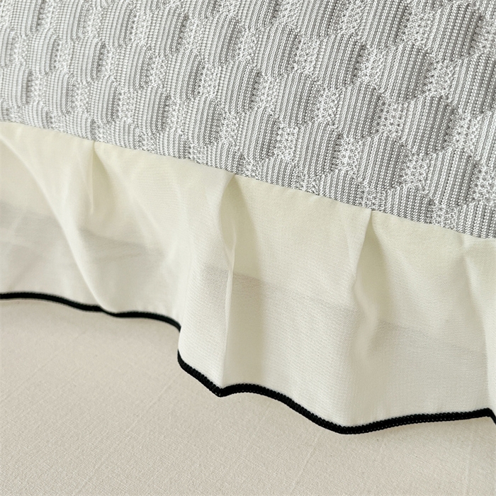 91家纺网 家纺一手货源 找家纺 梦舒羽 2026新款A类凉感冰豆豆凉席花边枕套宿舍一只装枕头套一对枕芯套 凉豆豆-海盐灰