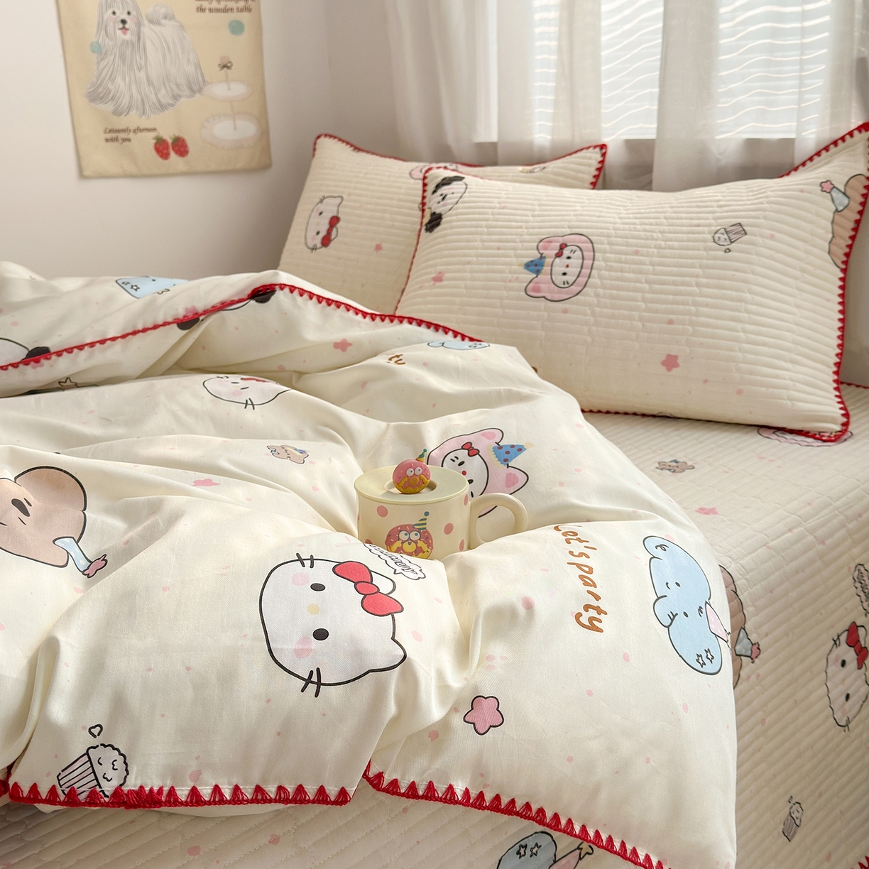 91家纺网 家纺一手货源 找家纺 （总）妮可 2026新款贝壳边双面全棉床盖四件套