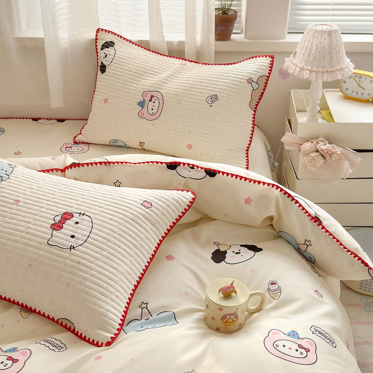 91家纺网 家纺一手货源 找家纺 （总）妮可 2026新款贝壳边双面全棉床盖四件套