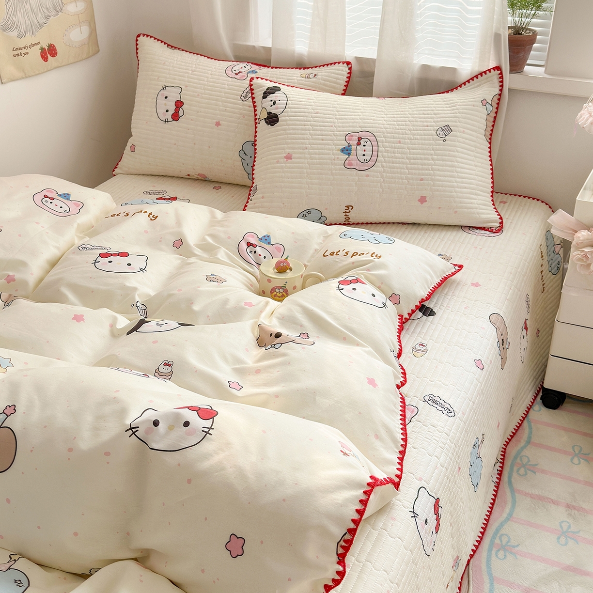 91家纺网 家纺一手货源 找家纺 （总）妮可 2026新款贝壳边双面全棉床盖四件套