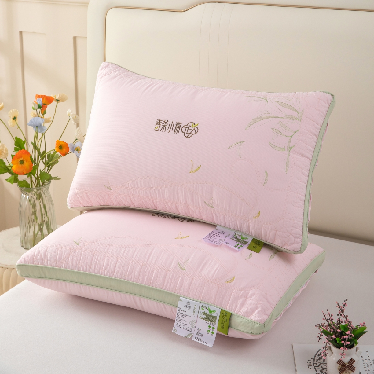 九州枕芯 2026新款春茶小锦羽丝棉枕枕头枕芯 粉色