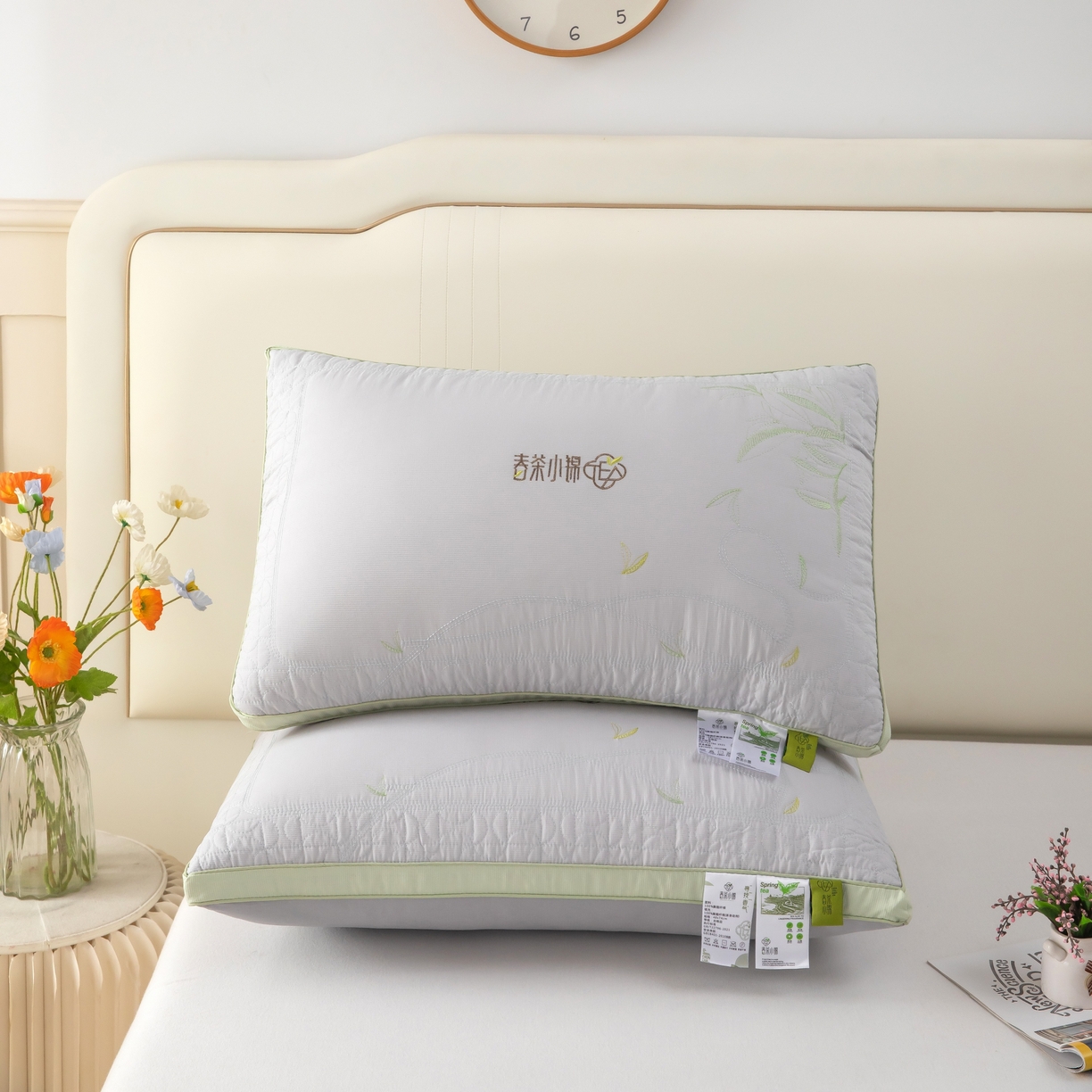 91家纺网 家纺一手货源 找家纺 九州枕芯 2026新款春茶小锦羽丝棉枕枕头枕芯 灰色