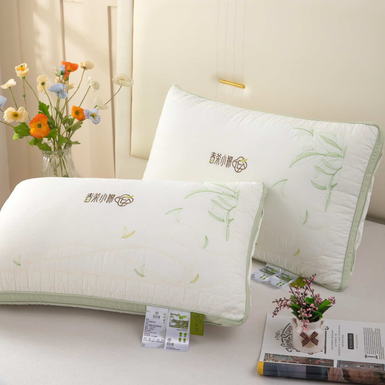 91家纺网 家纺一手货源 找家纺 九州枕芯 2026新款春茶小锦羽丝棉枕枕头枕芯 白色