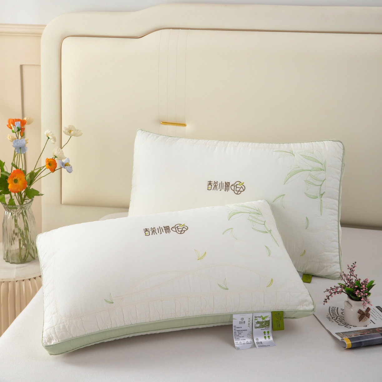 91家纺网 家纺一手货源 找家纺 九州枕芯 2026新款春茶小锦羽丝棉枕枕头枕芯 白色