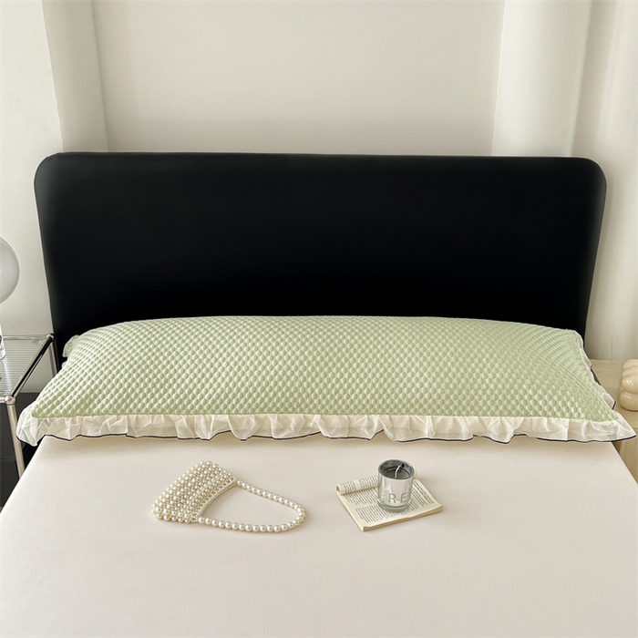 91家纺网 家纺一手货源 找家纺 （总）梦舒羽 2026新款A类凉感冰豆豆凉席花边冰丝枕套情侣双人1.8m枕头套加长枕芯套