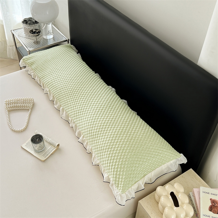 91家纺网 家纺一手货源 找家纺 （总）梦舒羽 2026新款A类凉感冰豆豆凉席花边冰丝枕套情侣双人1.8m枕头套加长枕芯套