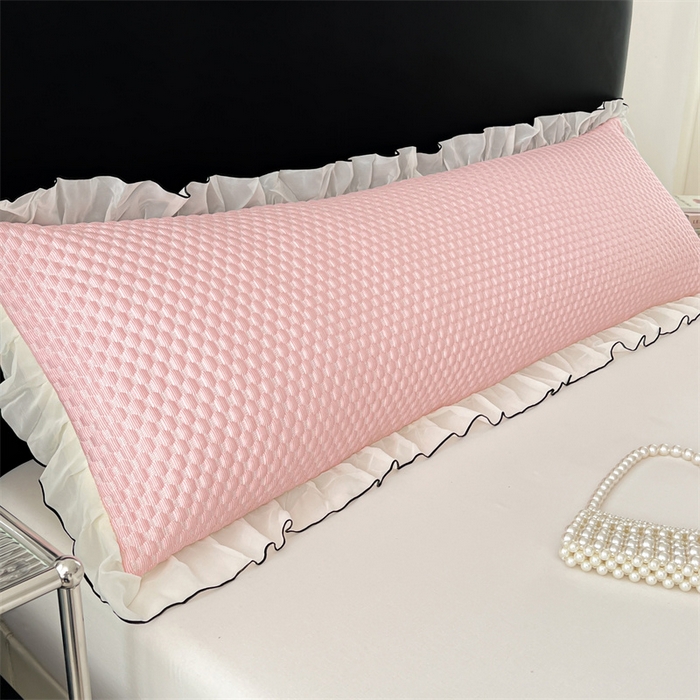 91家纺网 家纺一手货源 找家纺 （总）梦舒羽 2026新款A类凉感冰豆豆凉席花边冰丝枕套情侣双人1.8m枕头套加长枕芯套