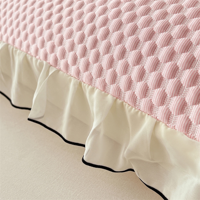 91家纺网 家纺一手货源 找家纺 梦舒羽 2026新款A类凉感冰豆豆凉席花边冰丝枕套情侣双人1.8m枕头套加长枕芯套 凉豆豆-仙气粉